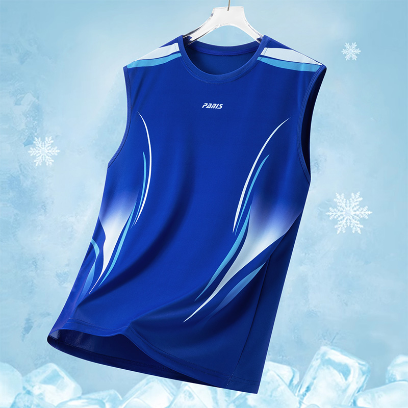 Running Gear Youth - เสื้อกีฬาผู้ชายไล่เฉดสี น้ำหนักเบา คอกลม แขนกุด เสื้อยืดฤดูร้อน วิ่งเทรนดี้