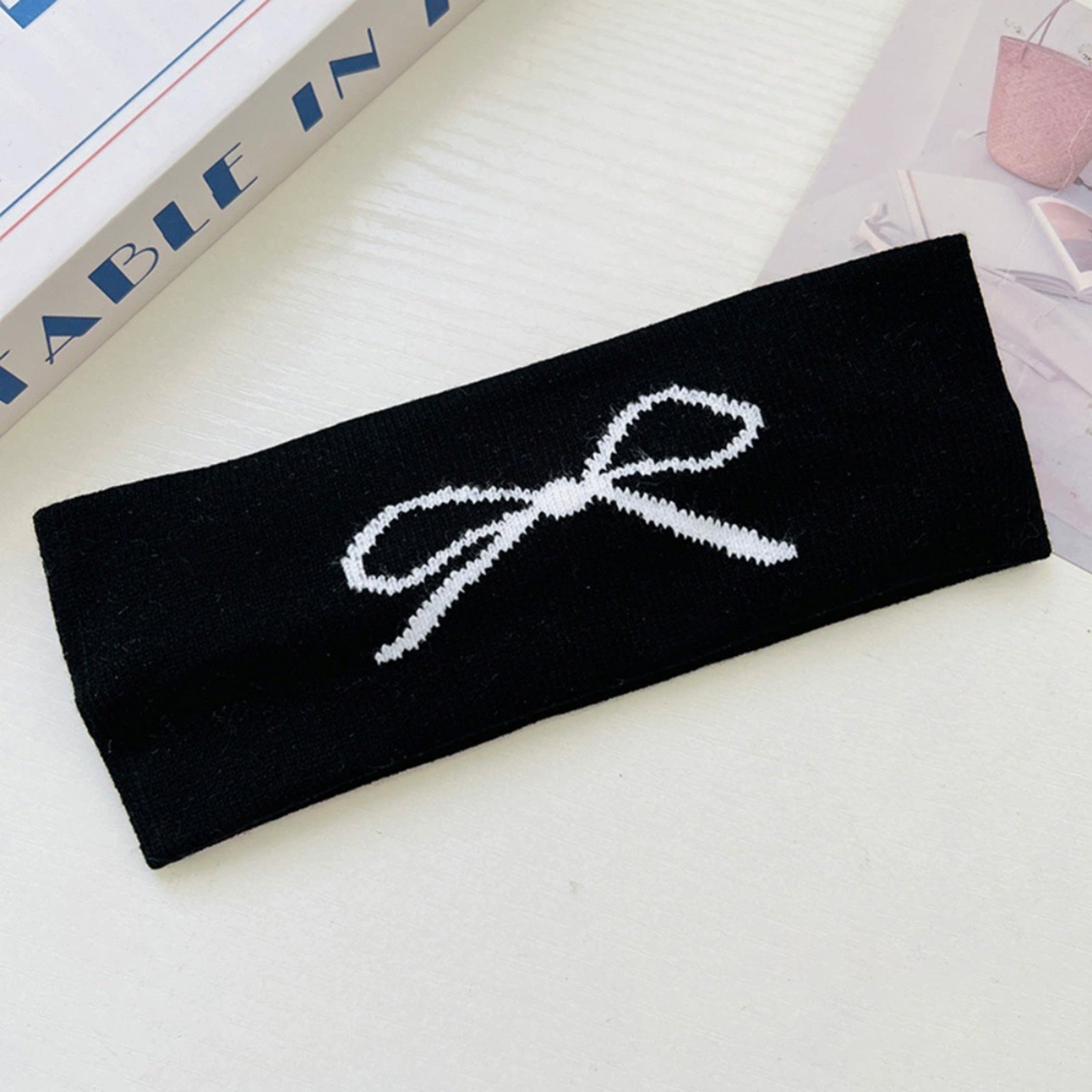 Running Gear Headband - ที่คาดผมแบบมีสไตล์ โบว์ถักกว้างสำหรับโยคะ วิ่ง ฟิตเนส ไม่ลื่น ดูดซับเหงื่อ