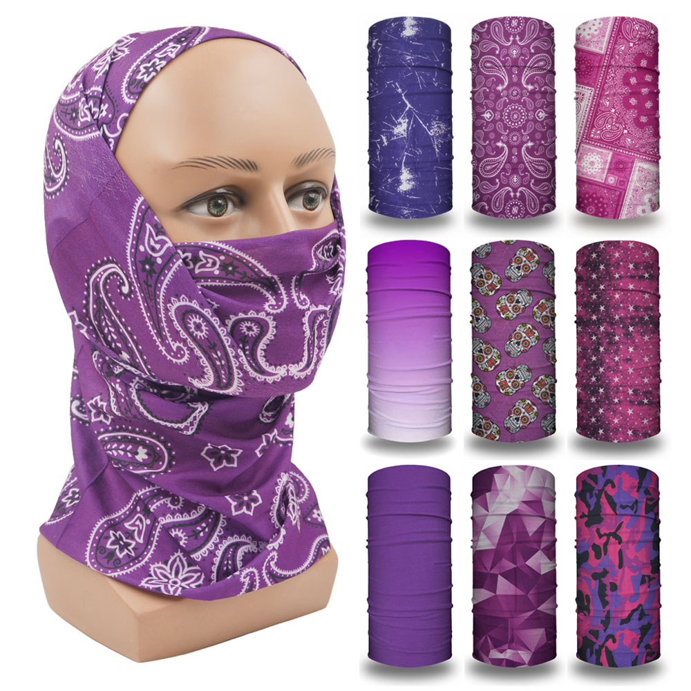 Running Gear Headband - สีม่วง Balaclava ผู้หญิงวิ่งแคมป์แถบคาดศีรษะผ้าพันคอ Quickdry คอ Gaiter