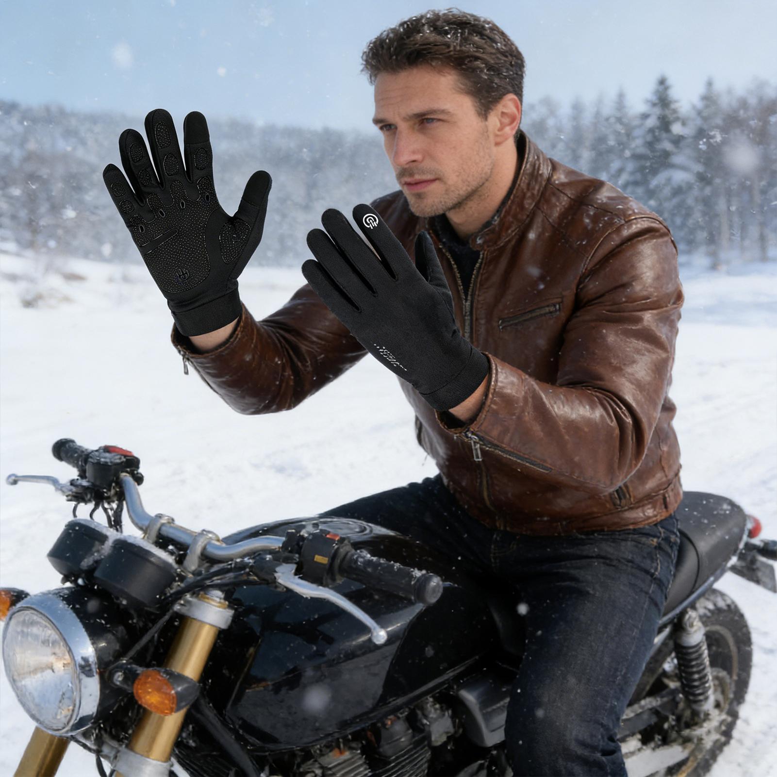 Running Gear For Cold Weather - ถุงมือกันหนาวแบบเต็มนิ้วสำหรับปั่นจักรยานในฤดูหนาว ถุงมือหน้าจอสัมผัสสำหรับปั่นจักรยาน วิ่ง เล่นกีฬา เดินป่า ขับรถ
