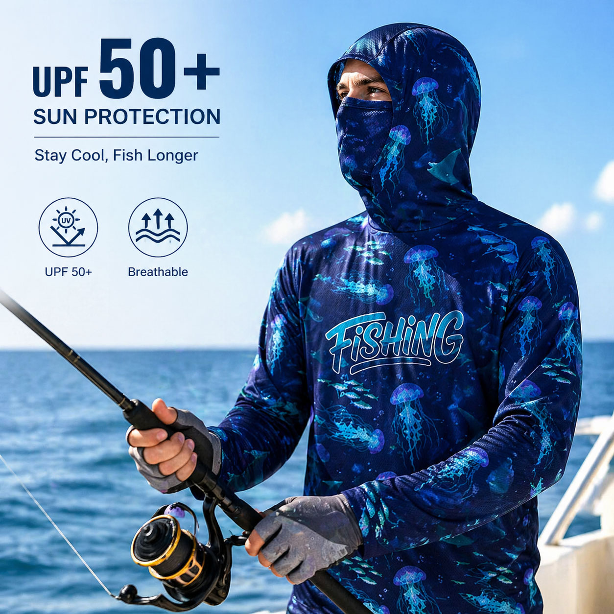 เสื้อฮู้ดตกปลา เสื้อคลุมกันแดด - Running Gear Kit บทวิจารณ์และราคา