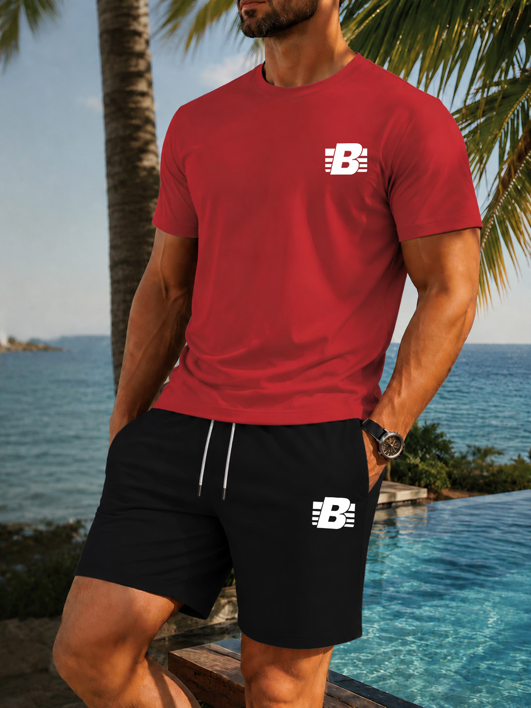 ชุดกีฬาลำลองผู้ชาย 2 ชิ้น เสื้ - Running Gear For Men บทวิจารณ์และราคา
